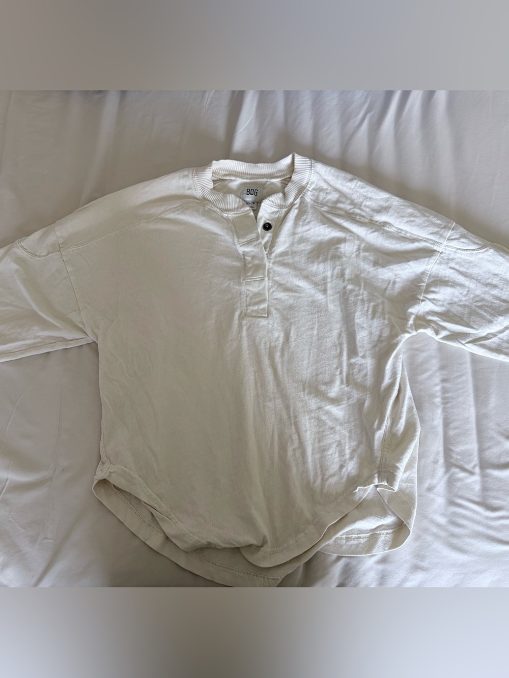 BDG Off-White Long Sleeve Henley Top